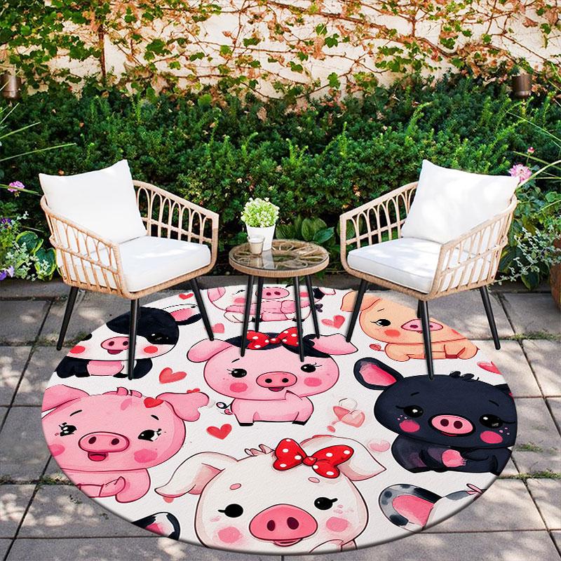 Animal Stickers Pattern Round rug,Carpet Rug for Living Room Bedroom Playroom ,Non-slip Floor Mat,Holiday Gifts and Birthday Gifts.