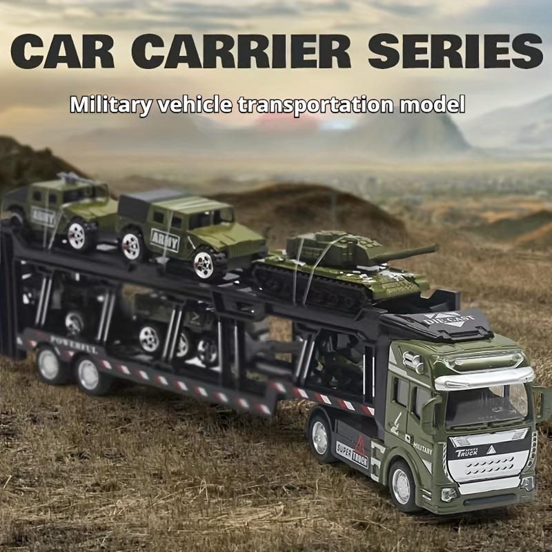 6-in-1 Military Truck Vehicle Alloy Toy Set Alloy Transport Truck with 6 Alloy Vehicles Detachable Front Car Ornament Birthday Gift for Kids