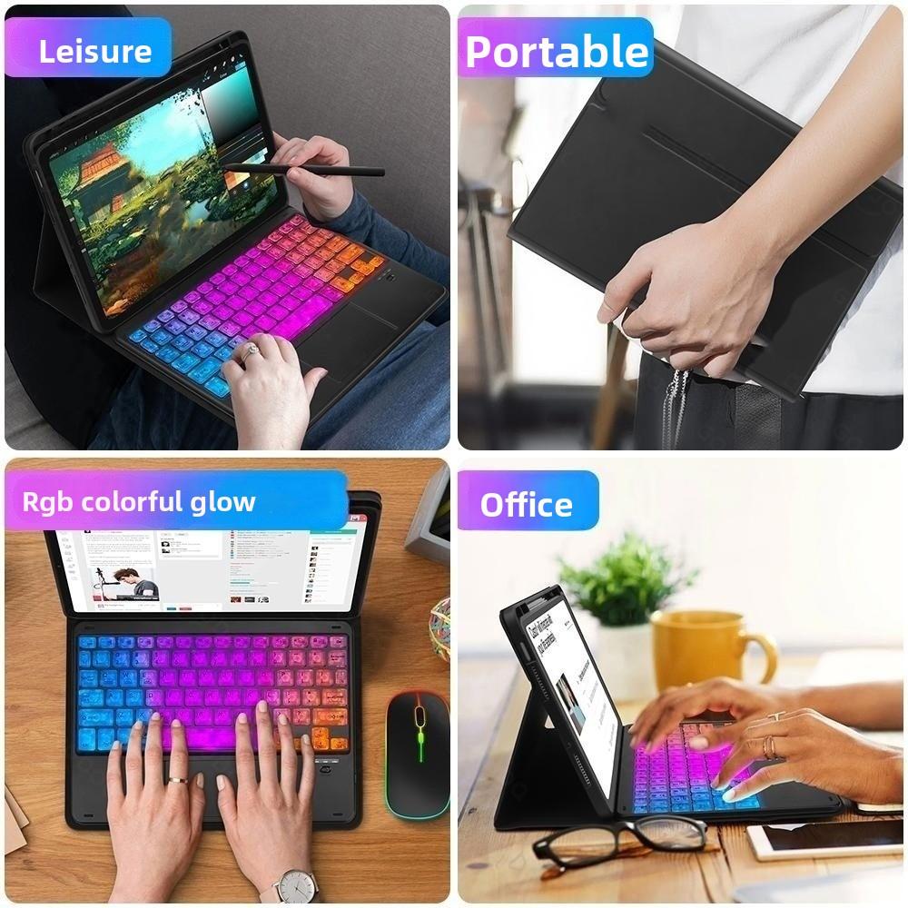 Colorful Luminous Bluetooth Keyboard Backlit Portable Keyboard Wireless Keyboard  Notebook