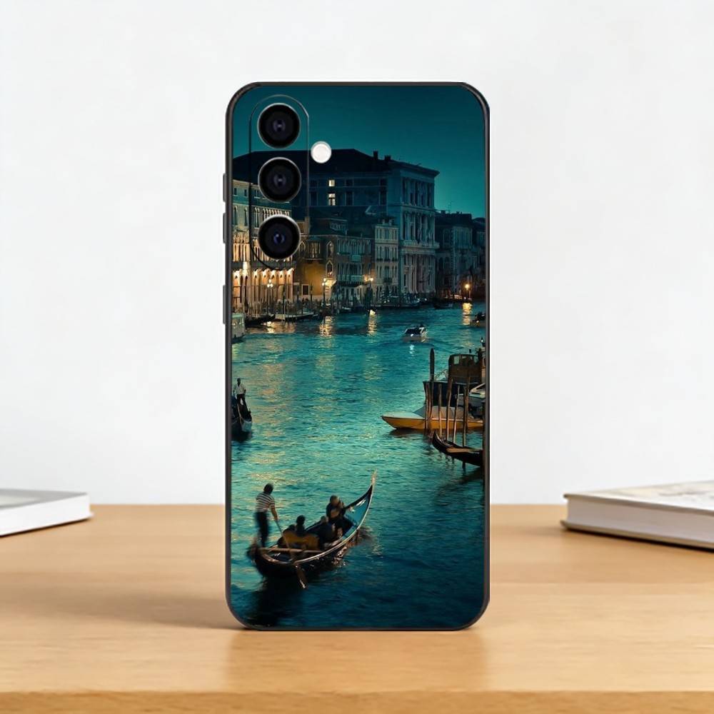Beabtiful Water City Venice Phone Case For Samsung Galaxy A73,A72,A71,A70,A53,A52,A51,Soft Silicone Black Cover