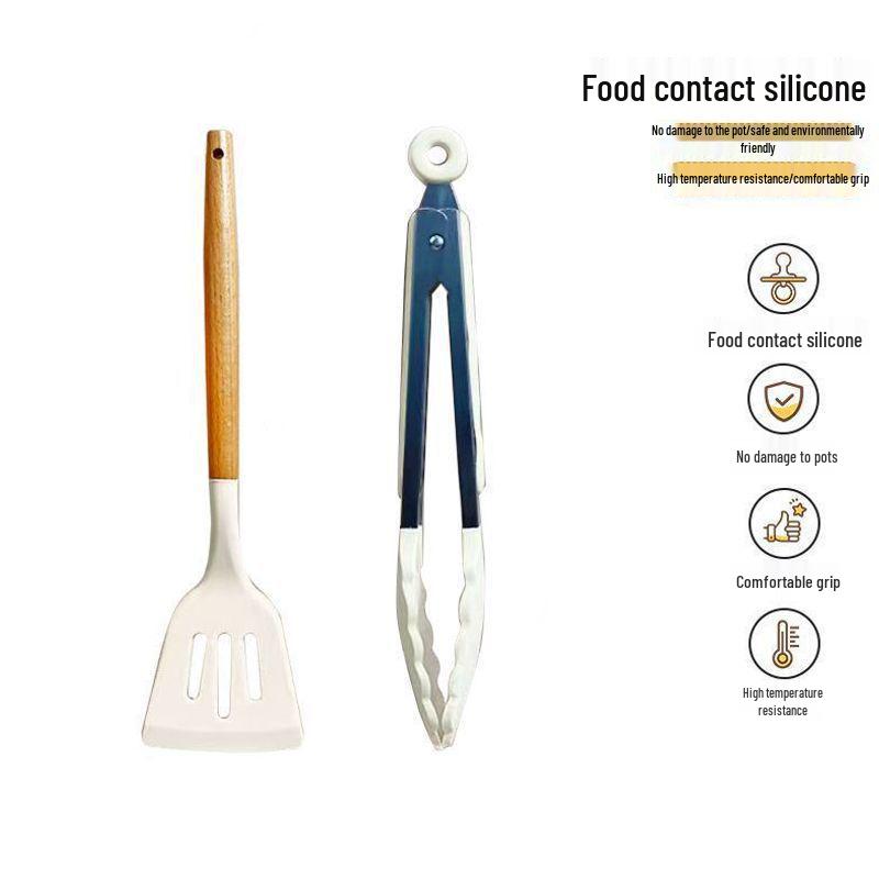 Silicone Spatula & Ladle Set with Wooden Handle for Home and Baby Food Preparation - High Quality, Stylish Design