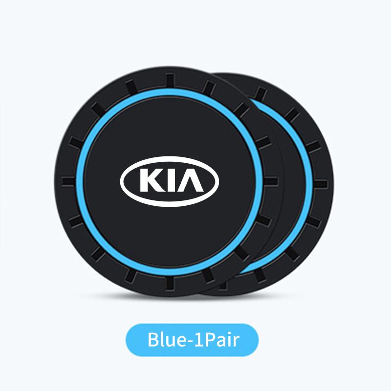 2 Stück Auto-Getränkeuntersetzer Silikon Auto-Emblem Wasserbecher-Pads Anti-Rutsch-Matten für KIA K5 K2 Rio Optima Sportage Ceed Soul Picanto Venga
