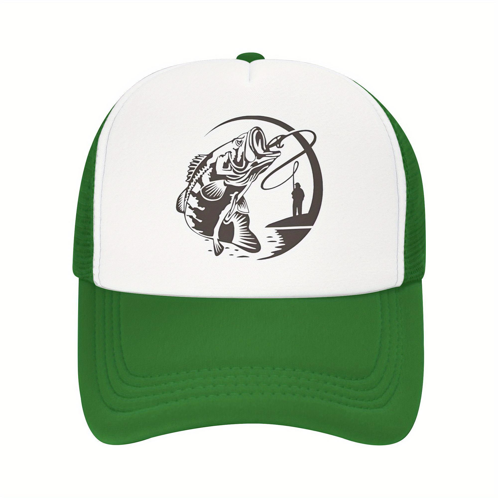 

Bass Fishing Jumper Fisherman Silhouette Trucker Hat Breathable Mesh Back Adjustable Cap Casual One Size