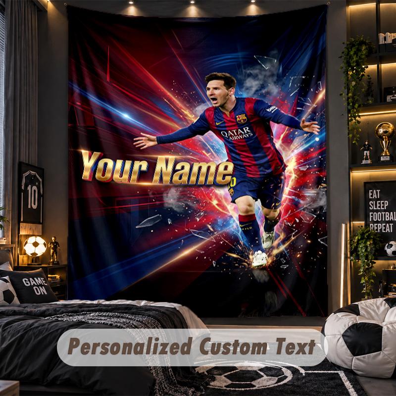 TapestryLionel Messi Custom Name Text Personalized Wall Hanging Tapestry Home Wall Decor