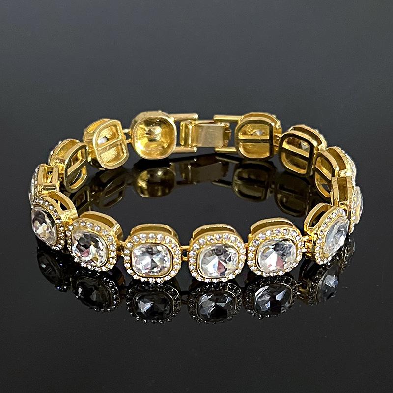 European and American Square 13mm Bracelet Couple Rock Candy Bracelet One Size(16-22CM)