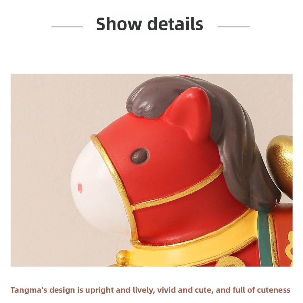 Creative Resin Rotatable Pony Figurine Unique Cartoon Horse Shape Ornament Vivid Design Exquisite Zodiac Horse Figurines Gift