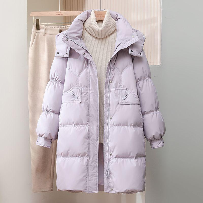 

2025 Women s Winter Mid-Length Slimming Hooded Raglan Sleeve White Duck Down Coat M (121-140 jin)
