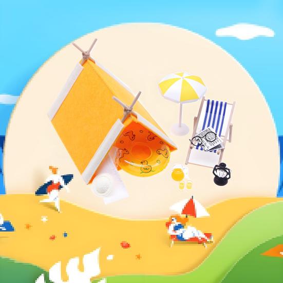 Tiny Camping Tent Figurine Summer Camping Set 1/6 1/12 Scale Realistic Shape Miniature Model Mini Tent Doll House Accessories