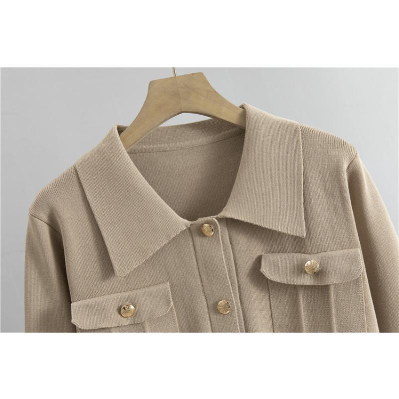 Korean Version Slim-fit Knitted Suit Women's Autumn and Winter New Polo Collar Sweater Hip Skirt Two-piece Set