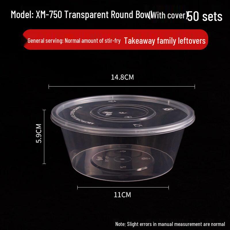 Disposable Round Plastic Takeout Bowls with Lids