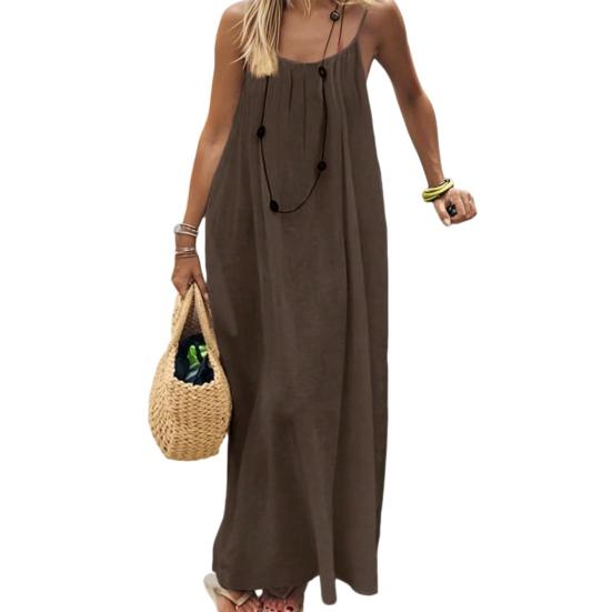 Abito Cami Donna Senza Schiena Estivo Casual Senza Maniche Boho Spiaggia Maxi Abito Spalline Sottili Vacanza Abito Lungo Estivo con Laccio Posteriore