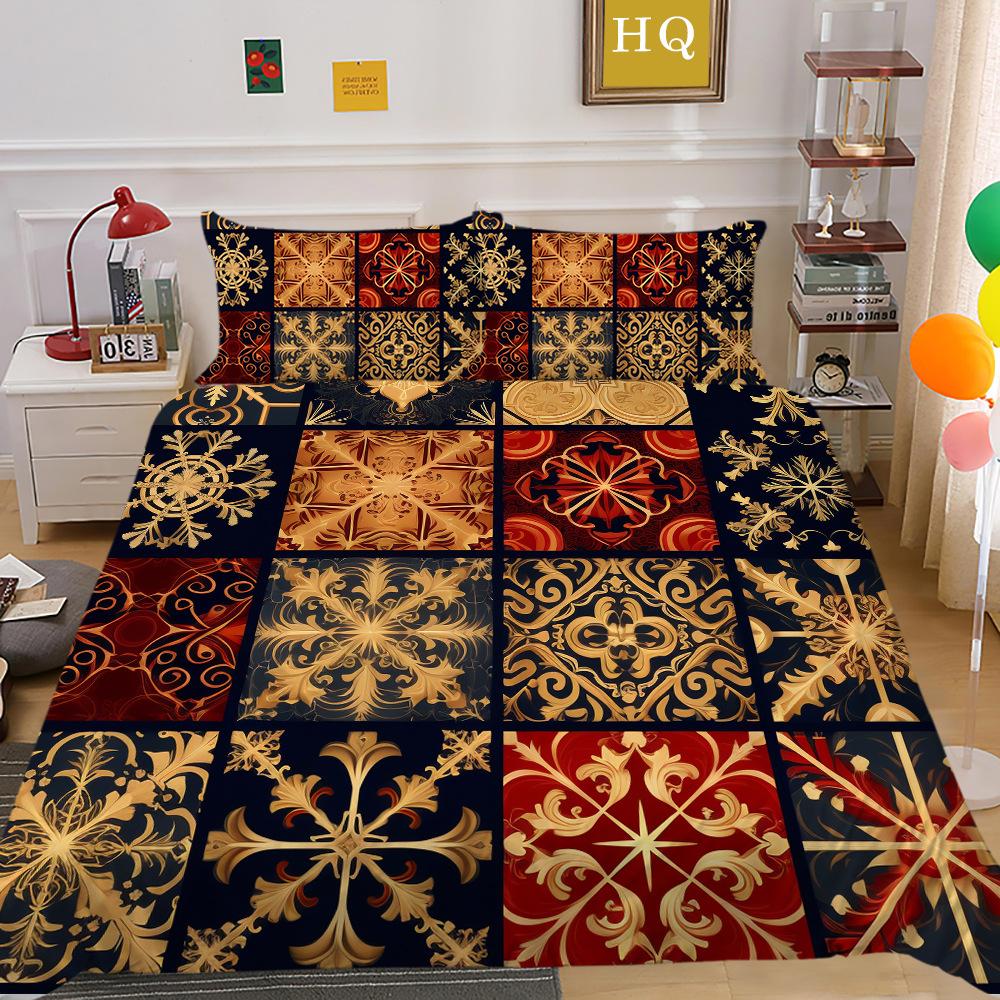 Christmas Printing 3D Printing Polyester Pillowcase Quilt Cover Two Or Three-Piece Set