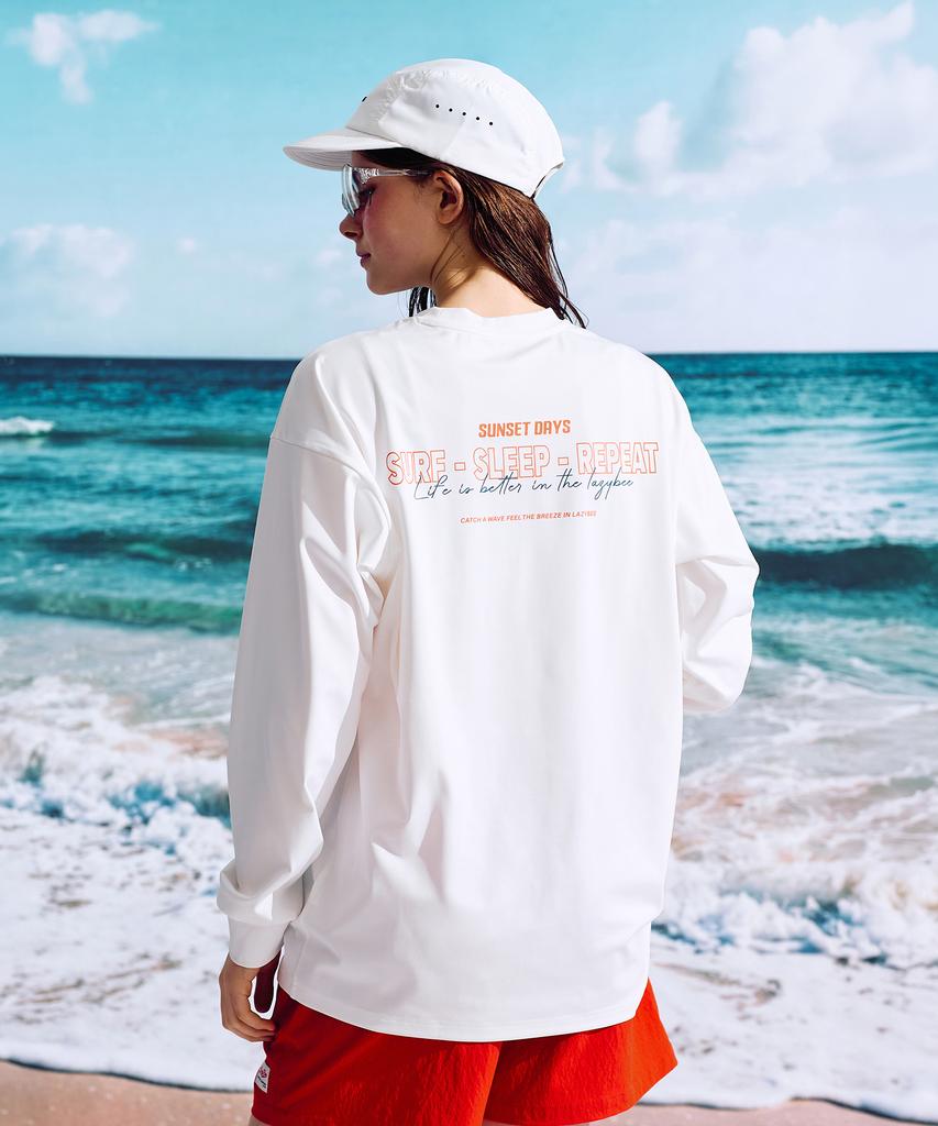 Leijibi Dry-Cooling Oversized Top Long Sleeve Rash Guard W White 2