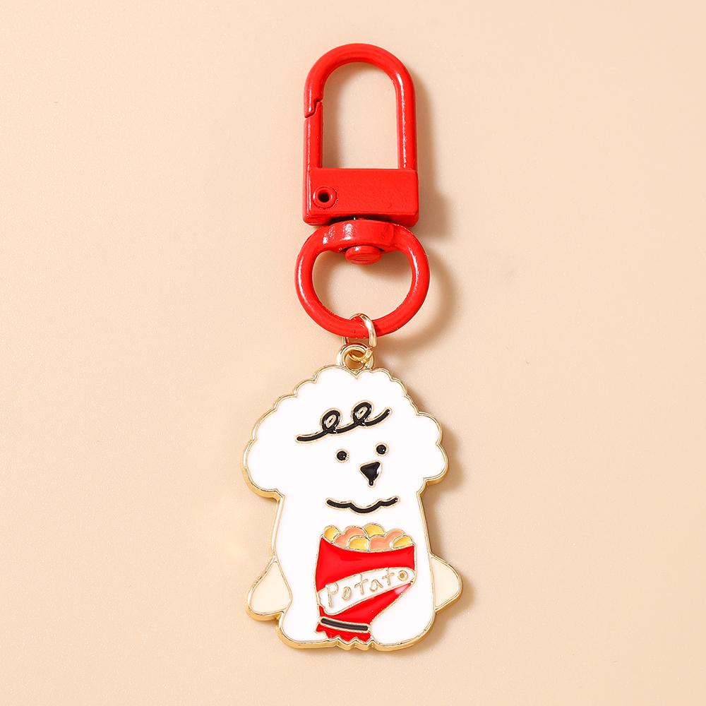 Lovely Puppy Dog Keychain Cartoon Animal Key Ring Pendant for Women Girls Handbag Decor DIY Key Chain Jewelry Gift