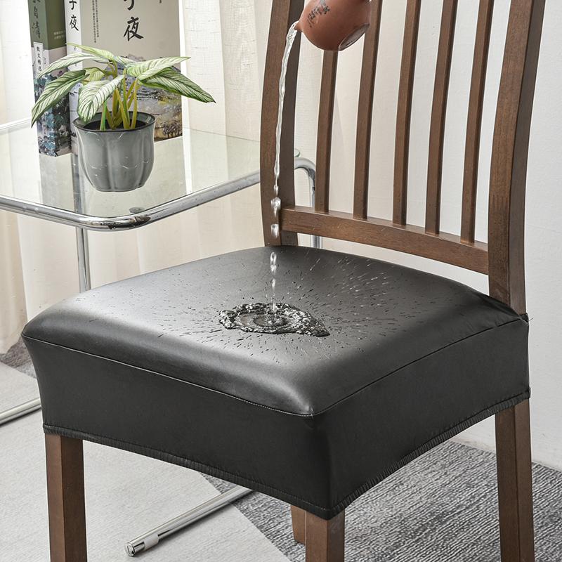 WaterProof Square Chair Cushion Cover PU Leather Seat Slipcover Chair Cover for Kitchen Hotel Banquet Dining Living Room 1PC