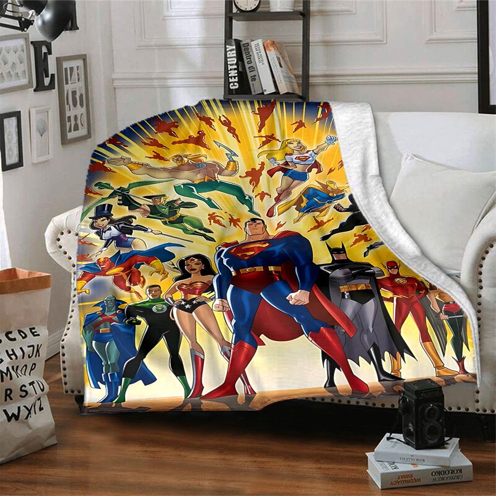 1pc Superheroes Justice Flannel Throw Blanket - Lightweight Soft Warm All-Season Blanket for Sofa, Bed, Travel, Camping  L1029061
