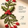 Soft Thick Table Protectors Christmas Scalloped Embroidered Placemat, 15 Inch Cloth Place Mat with Holly Berries Reusable Holiday Dining Accessories