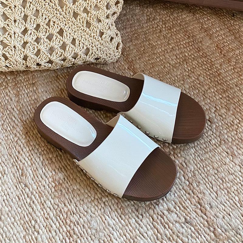

Fashion Fashion Round Toe Luxury Women Flats Slippers Shoes Sandals Summer Beach Casual Female Slides Ladies Flats Slippers Shoes 35 белый
