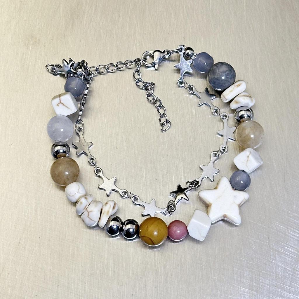 2022 Trendy Beaded Pearl Star Bracelet with Zircon Inlay