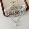 French Court Style Chiffon Water Drop Necklace - Elegant Beaded Clavicle Chain for Brides 2026