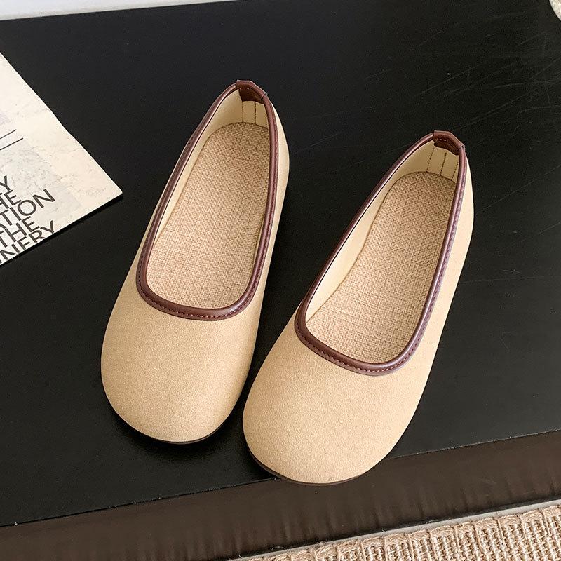 Vintage Mary Jane  shoes big head knitted soft sole breathable flat bottom versatile shallow mouth single shoes  Doudou shoes