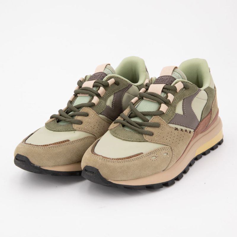 Baskets luna nuances de kaki bronze semelle beige Femme VICTORIA