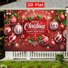 2D Merry Christmas Happy New Year Backdrop Red Ball Ornament Photo Booth Banner