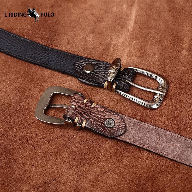 Personality All-match Retro Concave Leather Belt Women's First Layer Cowhide Casual Pin Buckle Belt