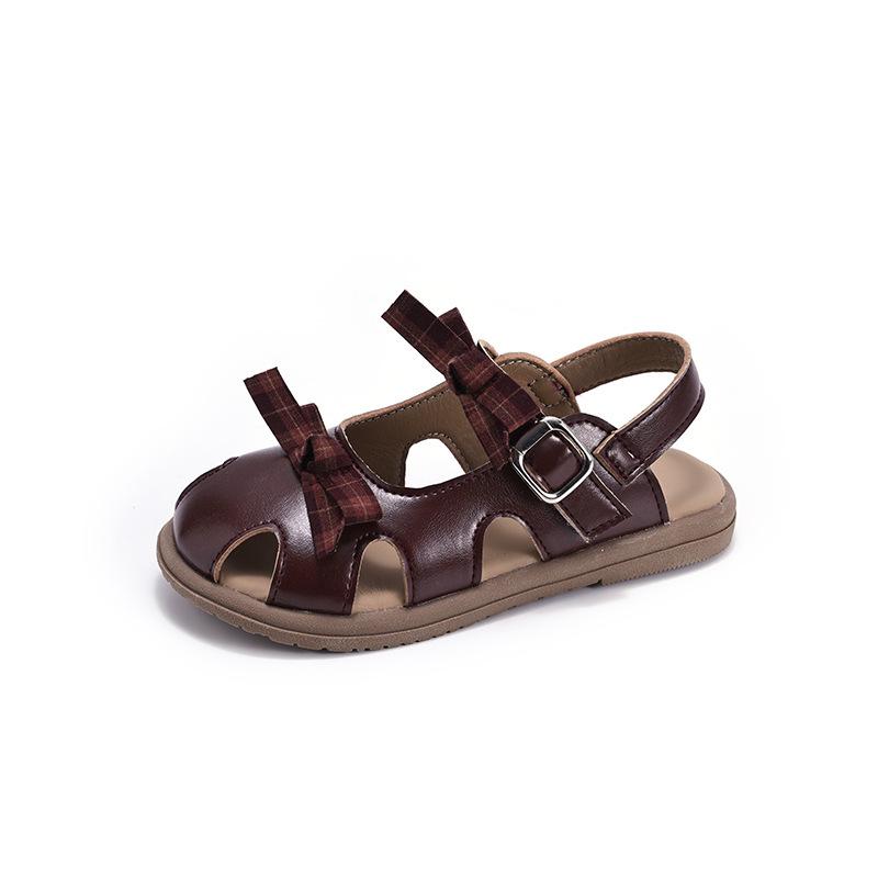 2026 Fashion Baby Non-slip Closed-Toe Roman Sandals: Soft Sole Bow Design for Girls' Summer Style