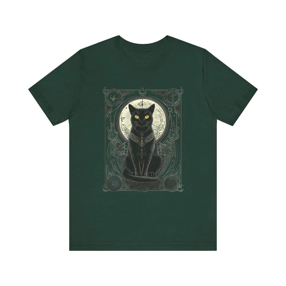 Vintage Women Mystical Cat Tarot Shirt Celestial Moon Phase Goth Dark Academia Shirt Crewneck Casual Unisex Y2K Top Streetwear