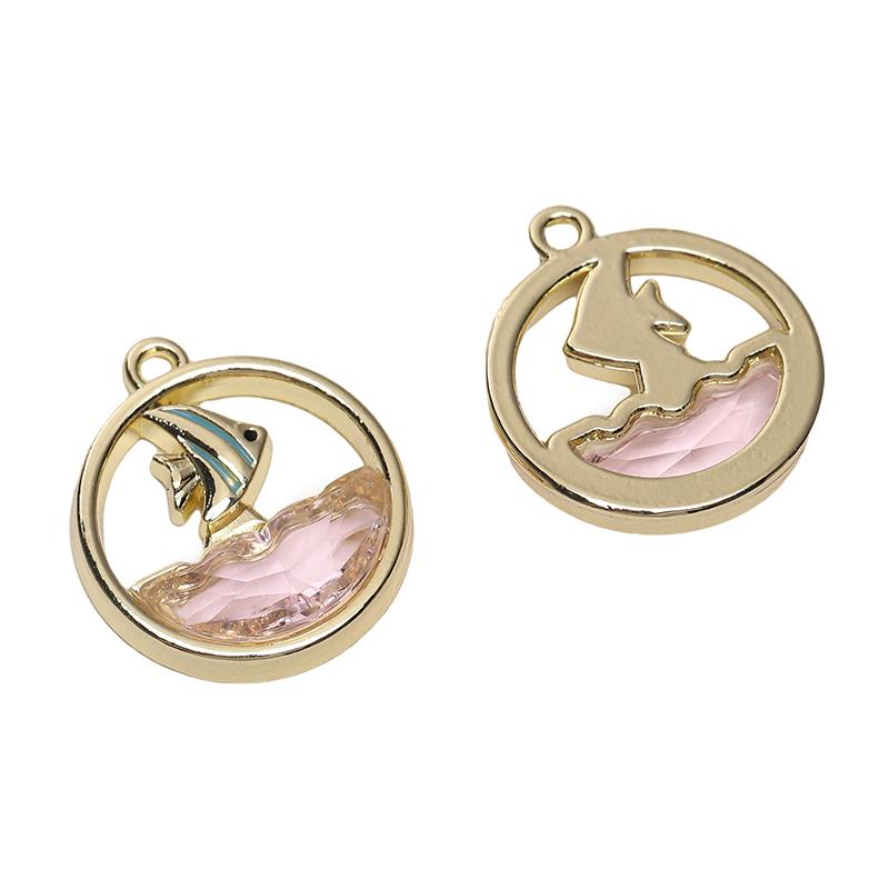 1pc/bag Alloy Inlaid Glass Pendant DIY Bracelet Necklace Earrings Jewelry Accessories