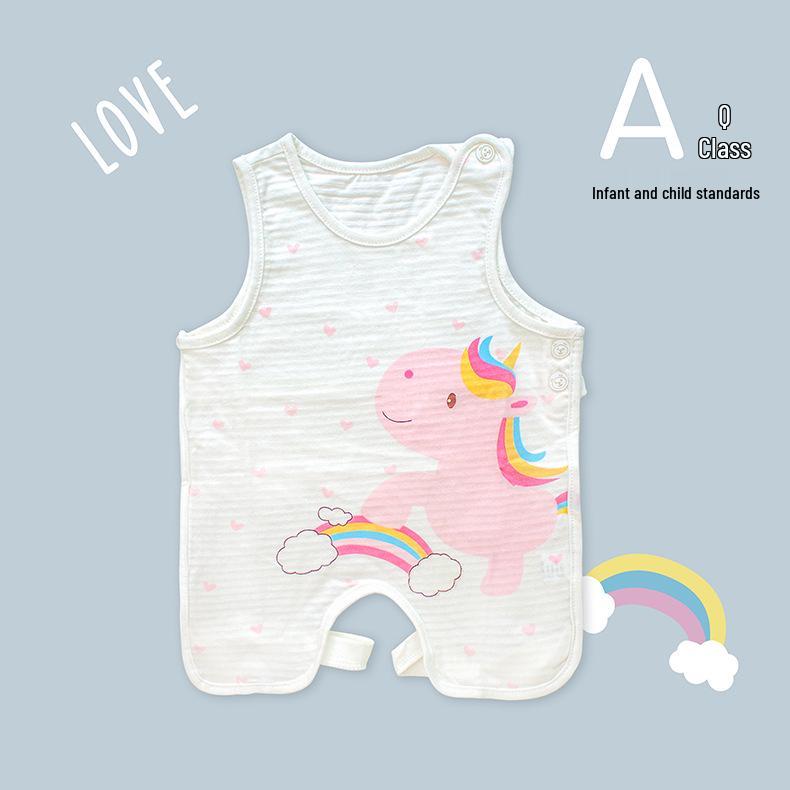 Bavoir d'été mignon Tao Baby en coton à demi-dos et leggings fins protecteur de ventre pour nouveau-nés