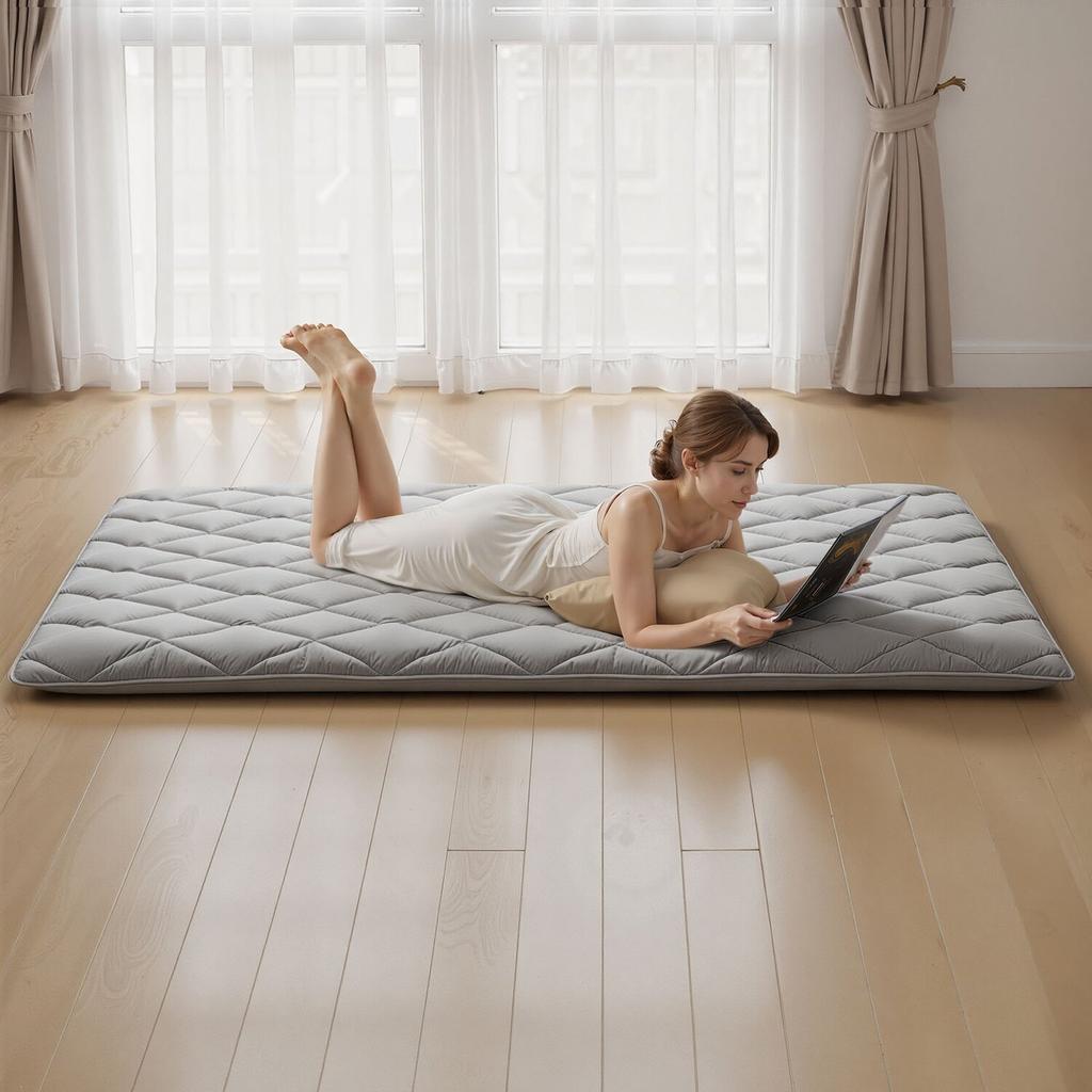 Japanese Tatami Mat, Full Size Foldable Japanese Tatami Mattress, Futon Mattress with Storage Bag & Fastener, 9-Layer Floor Mat for Sleeping, Dorm,