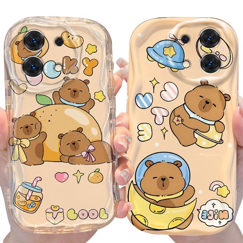 Cake Soda Cute Capybara Wave Case for Xiaomi Redmi Note 14 13 12 11 10 Pro Plus 5G 9 14C 13C 4G 12C 10C 10S Silicone Soft Cover