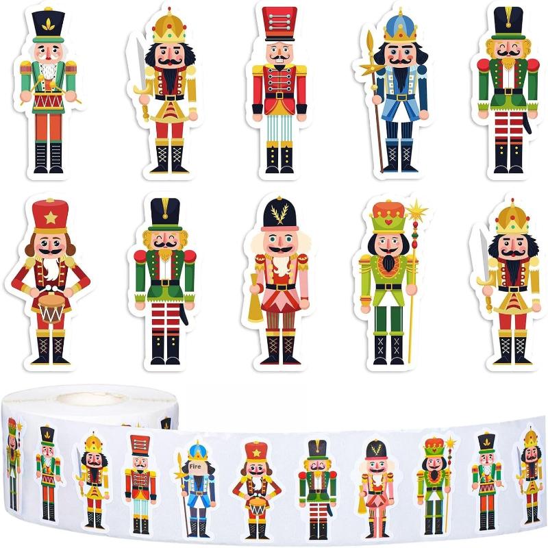 

500Pcs Holiday Themed Nutcracker King and Soldier Decals Christmas Stationery Embellishments