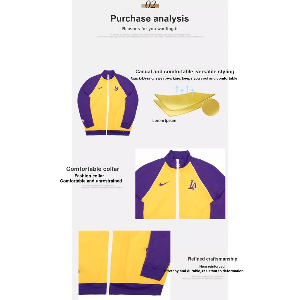 Nike X NBA Classic Stand Collar Color Block Raglan Long Sleeve Elastic Waist Pants Casual Sports Suit Kids Suit Dark-Violet 3Z2B7FEKT-LAK