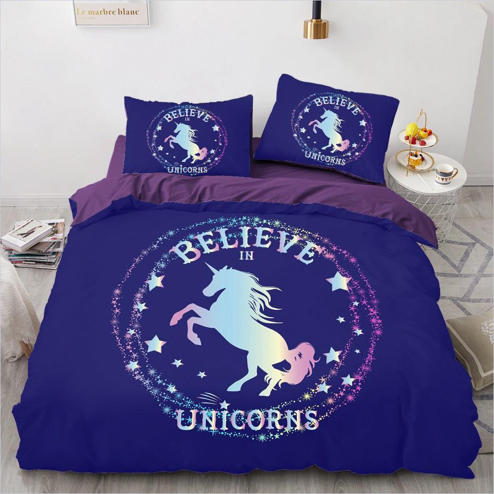 1 Cartoon unicorn Duvet Cover Pillowcase Bedding Set  Adult Boys Girls Bedroom Decoration Children Gift Single Double Large Size