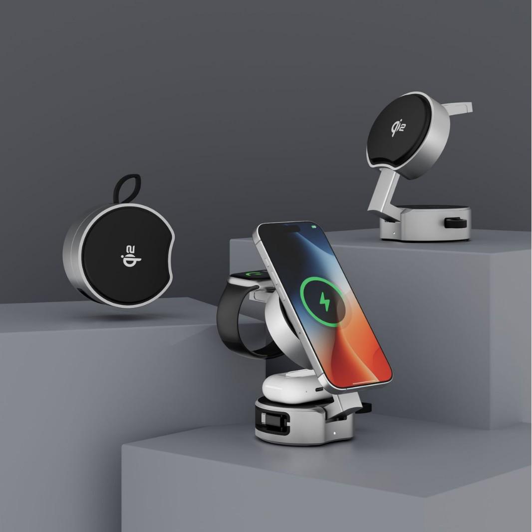 

3-in-1 Magnetic 15W Wireless Charger Stand for Phones and Bluetooth Earphones B30 White