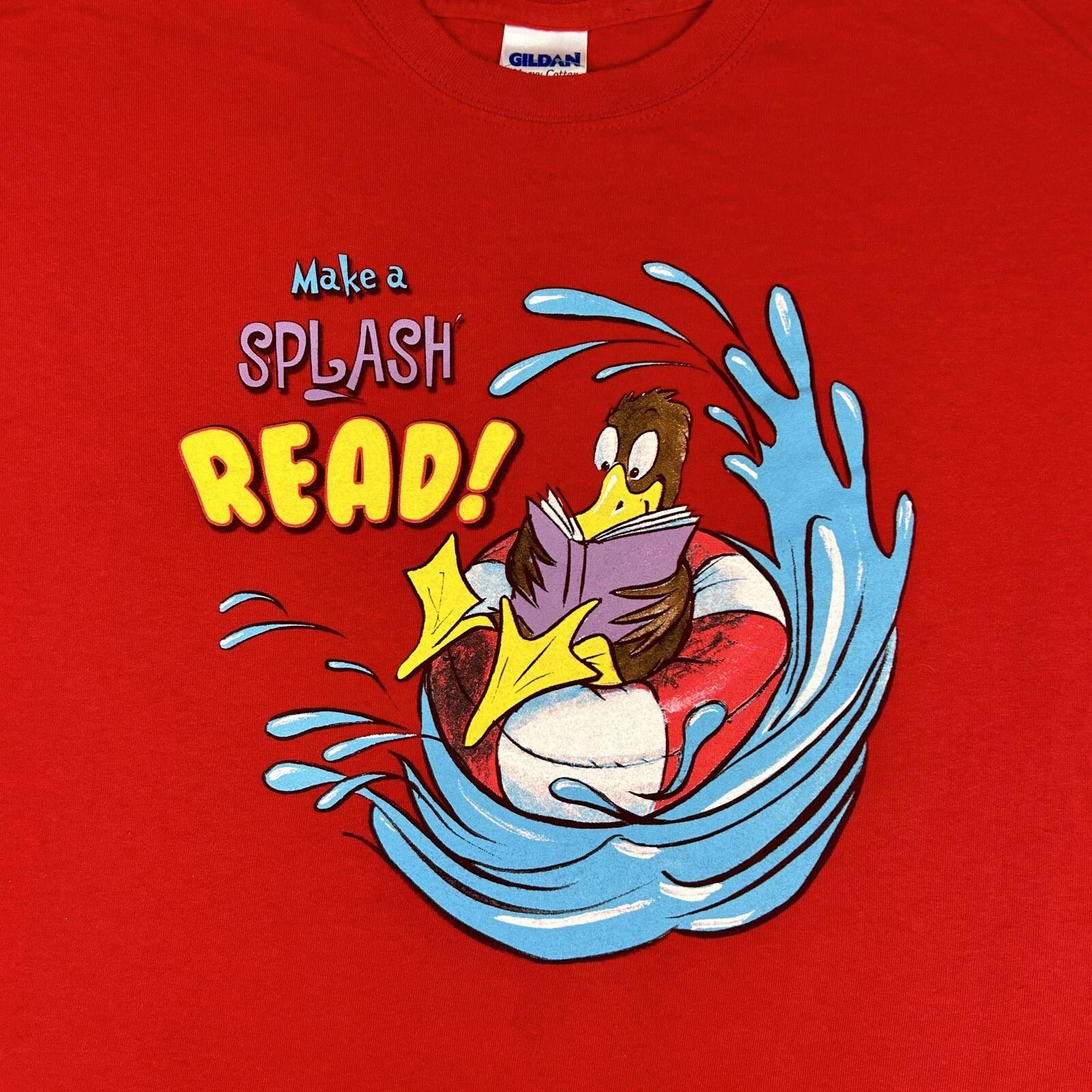 

vintage MAKE A SPLASH READ CARTOON T-Shirt XL y2k new york city public library 4XL