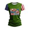 Blusa Feminina da Moda Casual de Manga Curta com Estampa e Gola Redonda