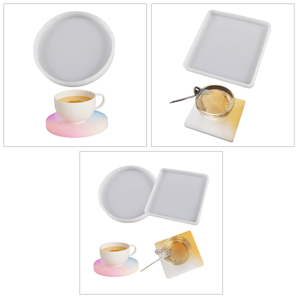 Versatile Silicone Casting Mold Epoxy Resin Mold Versatile Round/Square Coaster Ornaments Mould Jewelry Making Tool