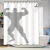 Duschvorhang mit Schatten Bodybuilding Workout Fitness Gym Motivations Design Weiß Wasserdichte Duschvorhänge für Badezimmer Deko