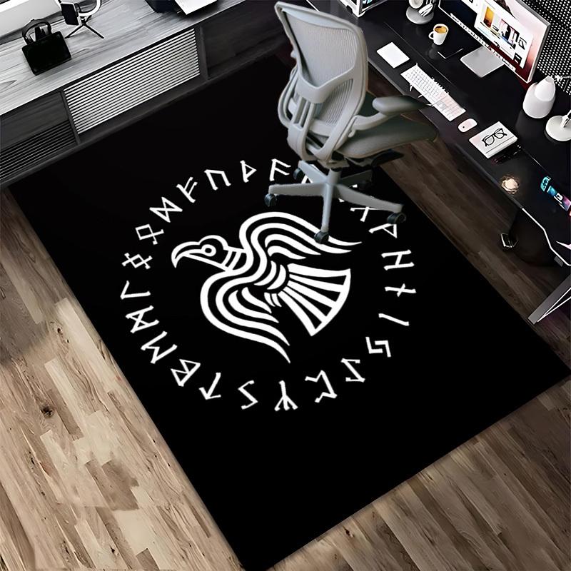 1pc Raven Runes Themed Rug for Home Decor, Non-slip Office Carpet, Chair Mat, Outdoor Mat, Christmas and Halloween Gifts-0731092