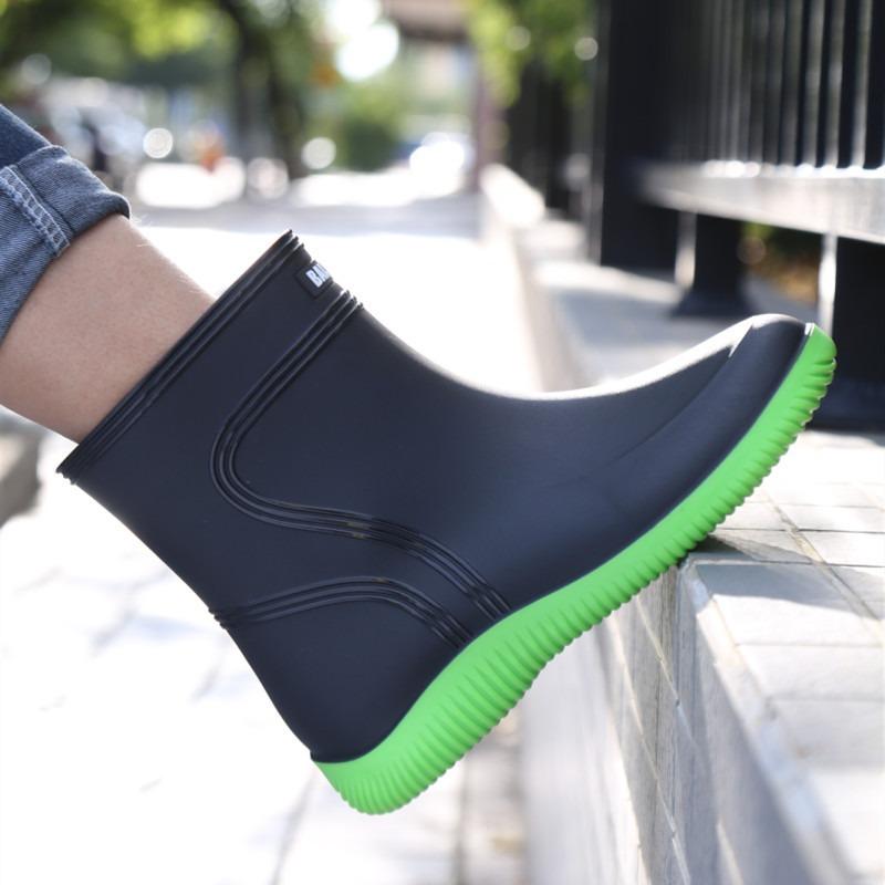 Waterproof shoes men's and women's rain shoes fashionable medium tube thickened warm rubber shoes work non-slip fishing kitchen rain boots