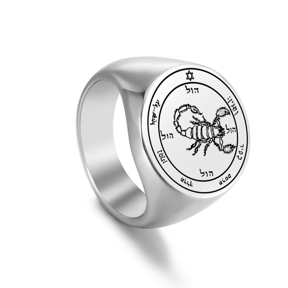 LIKGREAT Vintage Pentacles Seal Solomon Rings Retro Massive Male Finger Ring Stainless Steel Punk Amulet Jewelry for Women