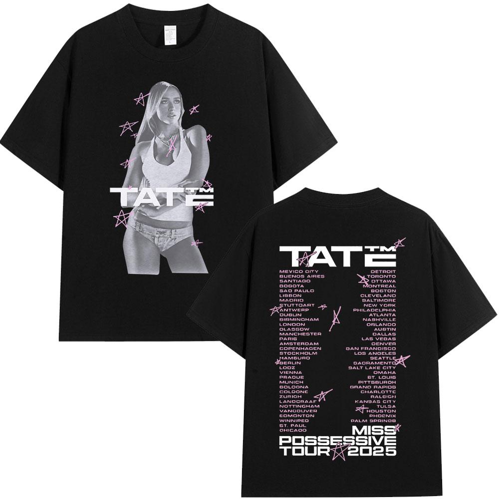 Tate McRae Miss Possessive Tour Merch T-shirt Unisex Donna Harajuku Girocollo Manica Corta T-shirt Cotone Casual T-shirt Streetwear