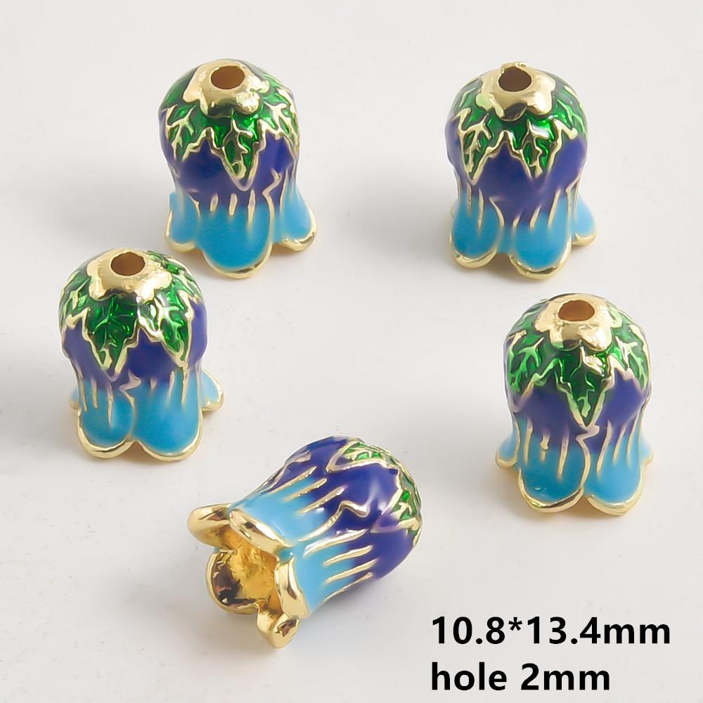 10pcs/Lot Vintage Enamel Flower Bead Cap Accessories For Jewelry Making Supplies Bohemia End Caps Handmade Connectors Materials