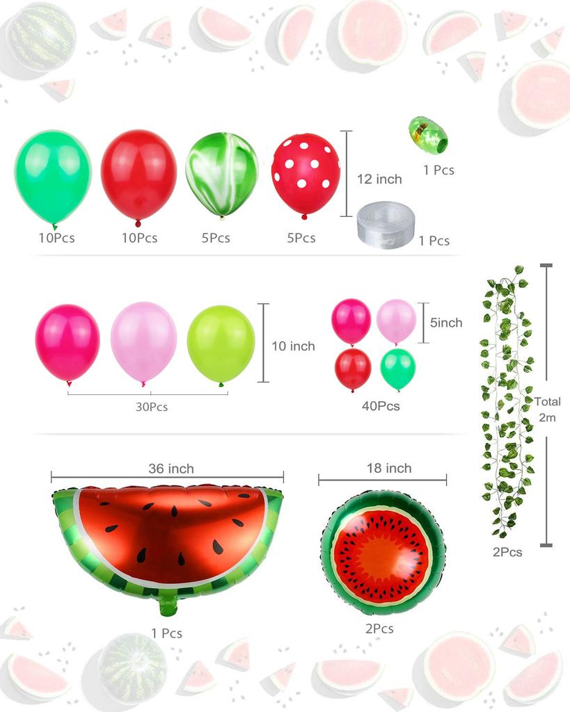 Hawaiian Party Decoration Balloon Set, Watermelon Balloon Chain Set Birthday Background Arrangement