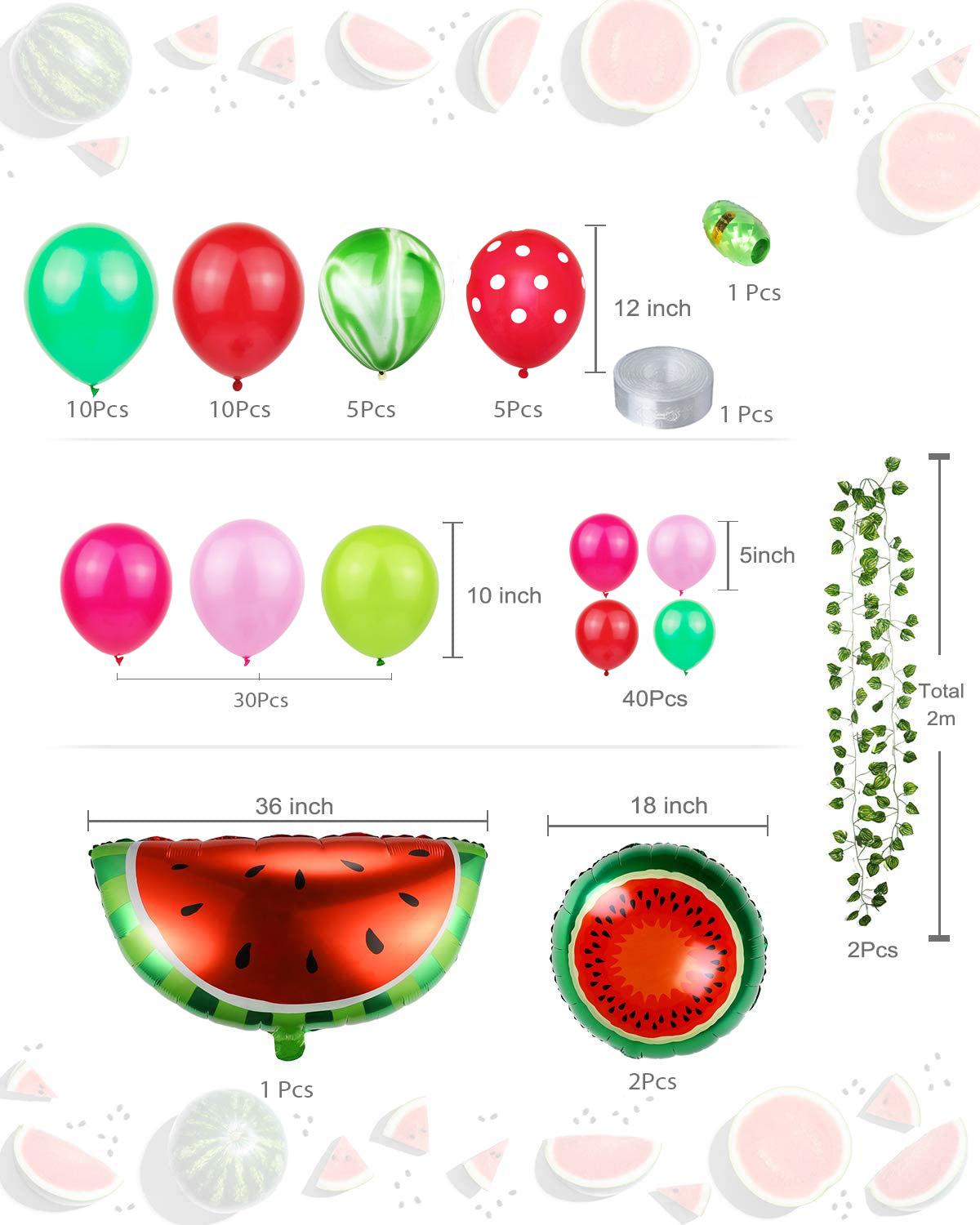 

Hawaiian Party Decoration Balloon Set, Watermelon Balloon Chain Set Birthday Background Arrangement Watermelon vine balloon chain