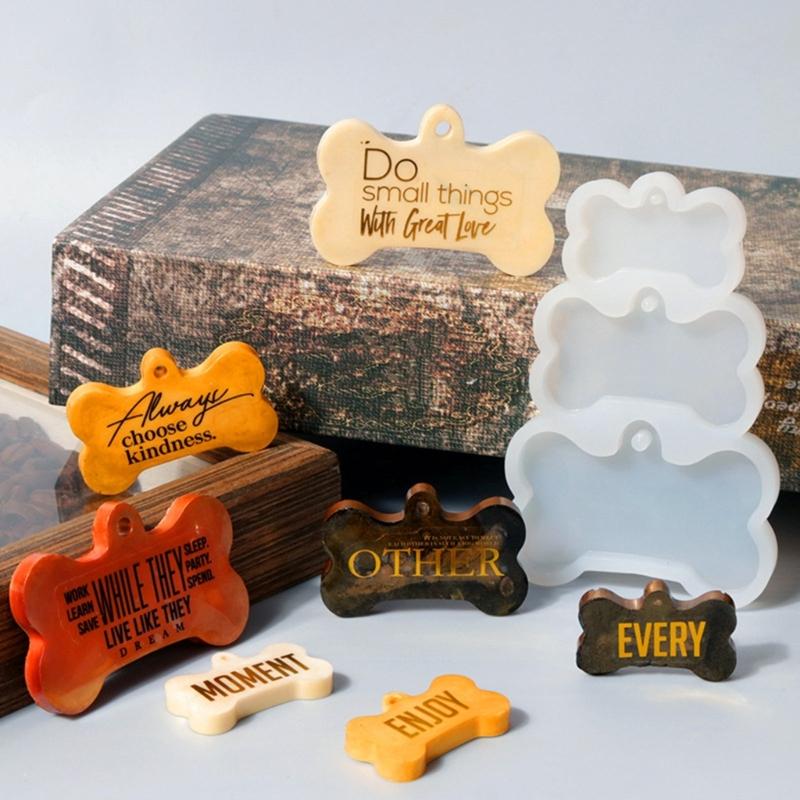 Diy Pet Dog 3-link Bone Label Glues Mold Silicone Epoxy Resin Ornament Mold DIY Keychain Pendant Jewelry for Gift Craft